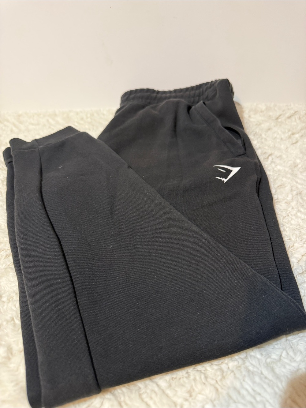 Gymshark Men’s Black Joggers with White Logo size M